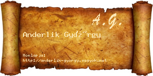 Anderlik György névjegykártya